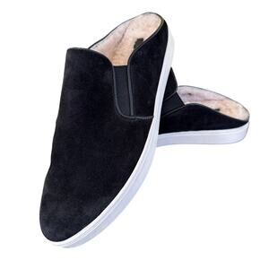 Vince Black Suede Sherpa Lined Berkley Slide Mules Women's Size 8.5 Luxury